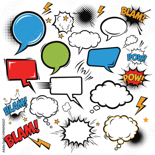 Comic Book Speech Bubbles and Sound Effects Collection
