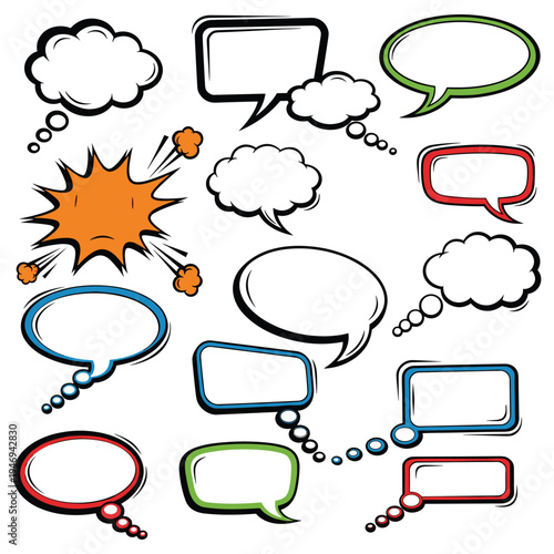 Speech Bubbles and Thought Clouds Comic Style Vector Collection