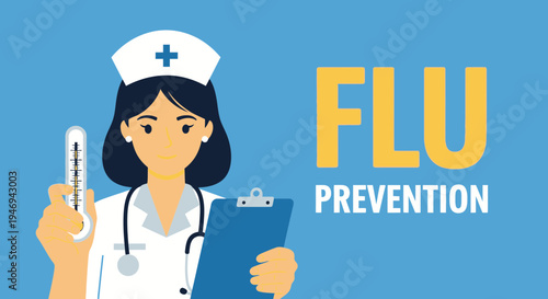 Nurse Demonstrating Flu Prevention Techniques, Promoting Health and Wellness Awareness Campaign