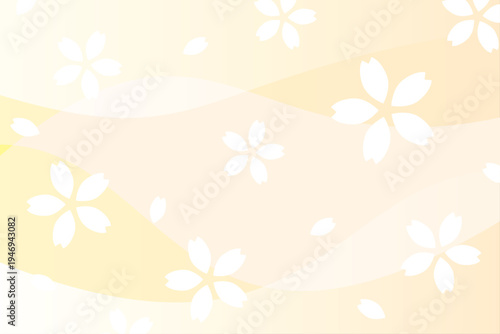 春セール向け桜柄パステル背景のかわいい販促デザイン素材　黄色