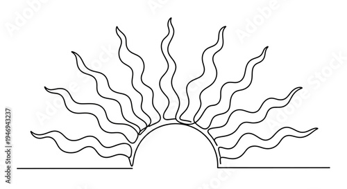 Abstract Sun Rays Line Art - Sunrise or Sunset Graphic