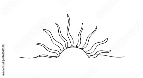 Stylized Sunburst Line Art Icon - Minimalist Sunrise Graphic