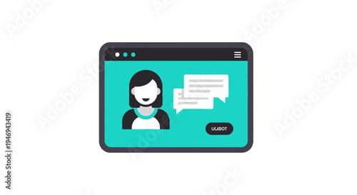 Online Assistant Depicted In Interface with Chat Bubbles for Digital Communication