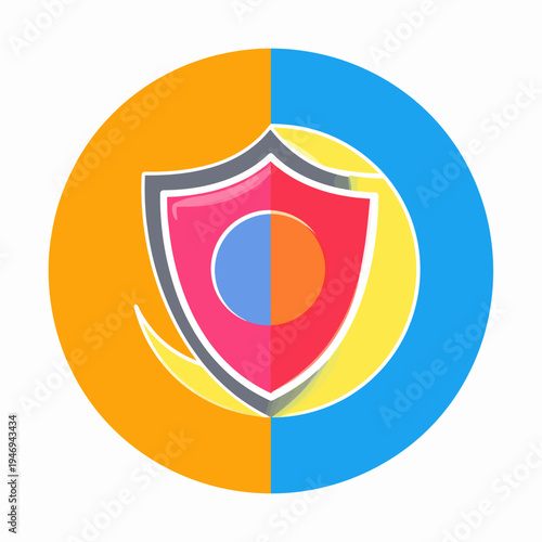 Viewing a central red shield icon within a vibrant four-colored circular diagram, displayed on a plain white backdrop, illustrating a balanced graphic composition from a frontal perspective Free Download Viewing a central red shield icon within a vibrant four-colored circular diagram, displayed on a plain white backdrop, illustrating a balanced graphic composition from a frontal perspective - GFXLoad