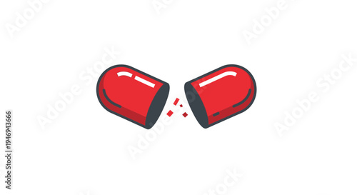 Opened Red Capsule Pill Illustration on White Background for Medical Healthcare Concept