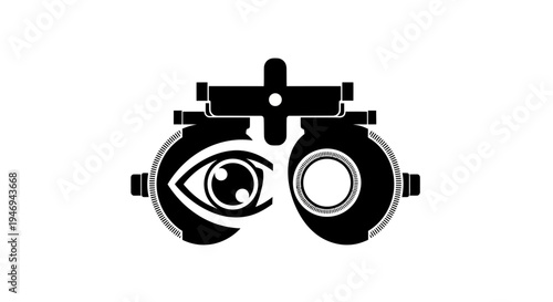 Optical Instrument Depicting Eye Examination Equipment in Monochromatic Design