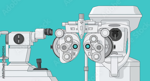 Optometric Instruments Depicting Vision Screening with Precision and Modernity