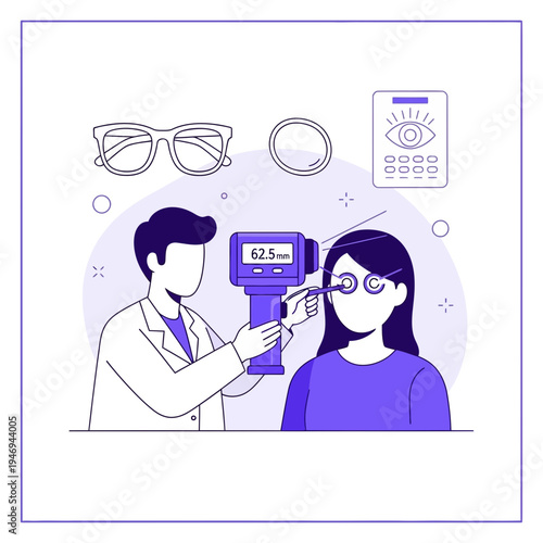 Optometrist Conducting Eye Exam Using Advanced Technology for Enhanced Vision Care and Health
