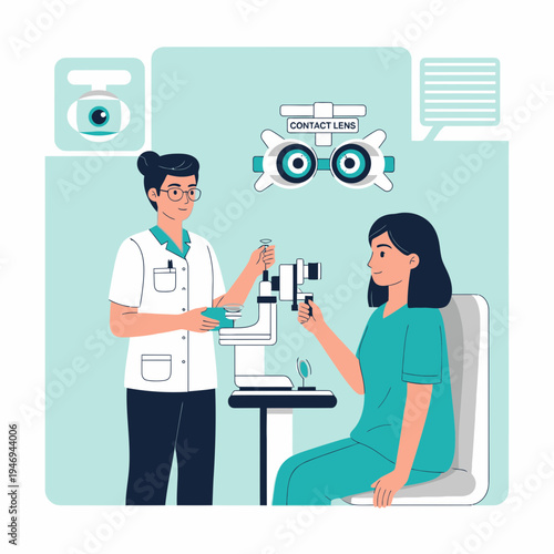 Optometrist Conducting Eye Examination on Patient to Determine Vision Correction Needs