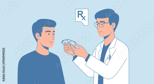 Optometrist Demonstrates Spectacles To Patient During Eye Examination Procedure