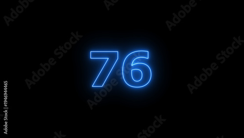 Free Download Abstract beautiful blue neon counting number 76 icon background 4K illustration. - GFXLoad
