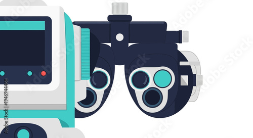 Optometry Instrument Illustration Depicting Eye Examination Process and Vision Assessment