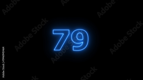 Free Download Abstract beautiful blue neon counting number 79 icon background 4K illustration. - GFXLoad