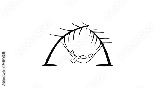 a fat man in a hammock, black isolated silhouette