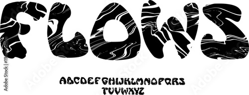Abstract Liquid Display Font Alphabet – Psychedelic Organic Font Type with Marble Texture, Fluid Typography Meaning for Music Posters, Festival Branding, Creative Logos,and Experimental Graphic Design