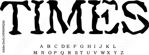 TIMES Rough Vintage Display Font Alphabet – Distorted Classic Serif Font Type with Organic Handcrafted Letterforms, Bold Typography Meaning forLogo Design, Retro Branding, and Creative Graphic Design 