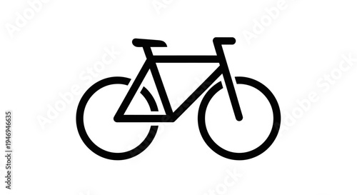 Simple black outline icon of a bicycle on a white background, representing cycling, recreation, and eco-friendly transport.