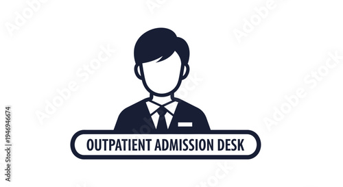 Outpatient Admission Desk Illustration Depicting Healthcare Worker in Vector Graphic Style
