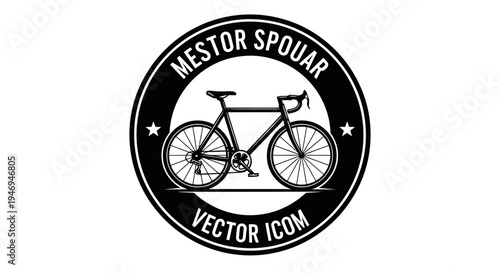 Vintage Style Bicycle Icon in Circular Badge on Isolated White Background