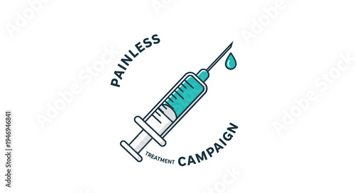 Painless Injection Campaign Logo Illustrating Medical Treatments And Innovative Health Solutions