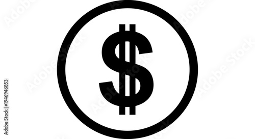 Bold Dollar Sign Symbol in Circle on Isolated White Background
