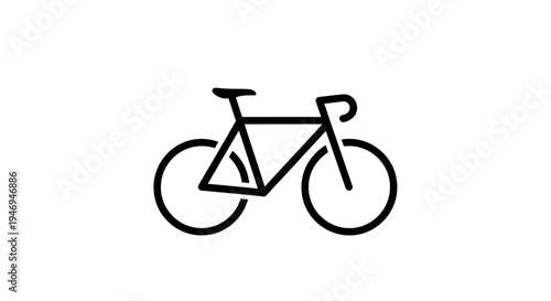 Simple Black Bicycle Icon Outline on Isolated White Background