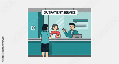 Patient Interaction at the Outpatient Service Desk Illustration, Healthcare Experience Presented