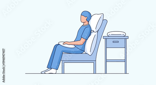 Patient Resting Comfortably in a Chair with Pillows Ready for Medical Treatment