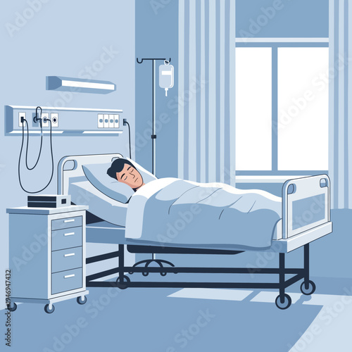 Patient Resting Peacefully in Hospital Bed Illustrating Healthcare and Recovery Processes