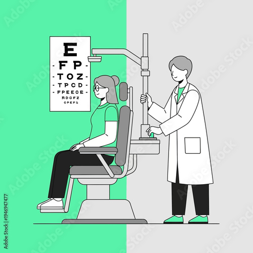 Patient Undergoes Eye Examination With Medical Professional in Modern Clinic Setting