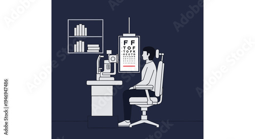 Patient Undergoes Eyesight Examination With Ophthalmic Equipment For Diagnosis