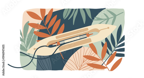 Hair straightener with cord on table.