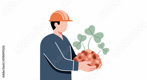 Man holding a pile of potatoes.