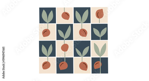 Peaches and leaves pattern design.