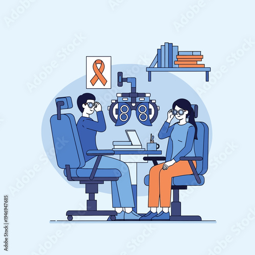 Patient Undergoing Vision Examination With Optometrist, Eye Health Check Up And Medical Concept