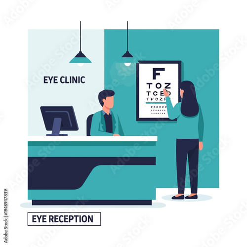 Patient's Sight Test at Eye Clinic: Healthcare Professional and Vision Chart Examination