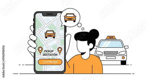 Man ordering a taxi service.