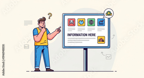 Man looking at information board.