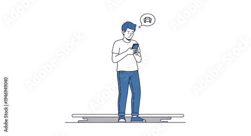 Man Looking at Mobile Phone.