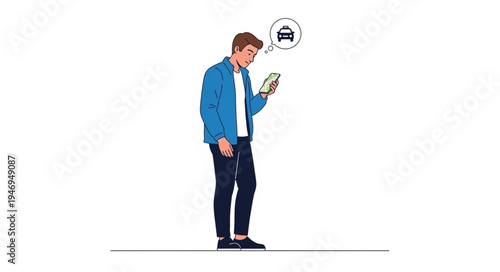 Man Looking at Mobile Phone.