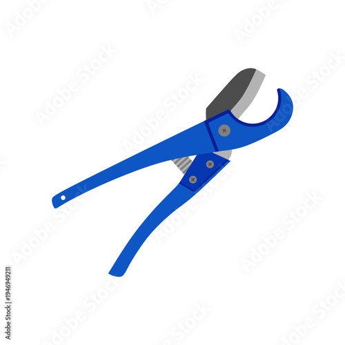 ratchet action PVC pipe cutter tool flat design vector illustration isolated on a white background for plumbing and construction