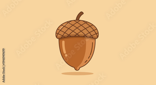 Cute Acorn Illustration on a Plain Background