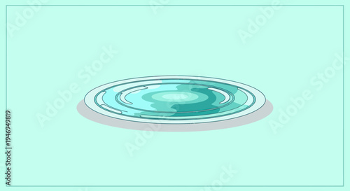 Modern circular water feature with calm, reflective surface on a serene background.