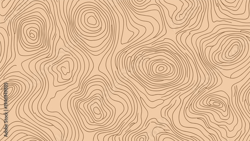 Brown topographic map background features intricate contour lines that represent elevation changes in a landscape.