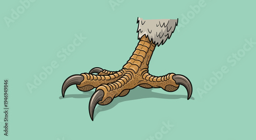 Bird's talon illustration on a plain background.