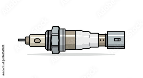 Automotive Oxygen Sensor Illustration for Engine Exhaust
