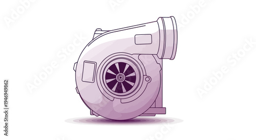Clean Vector Illustration of a Car Engine Turbocharger