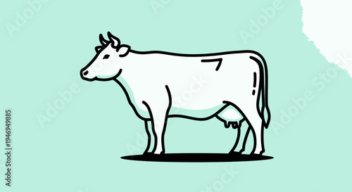 Minimalist line art illustration of a dairy cow.