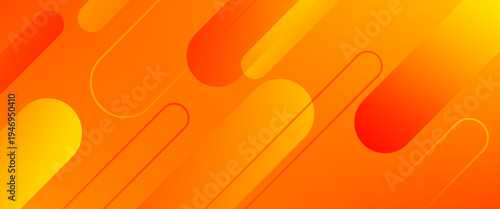 A vibrant abstract vector background featuring dynamic diagonal rounded stripes in warm orange and yellow. This high-energy design uses layered gradients and soft shadows for a sleek 3D effect.