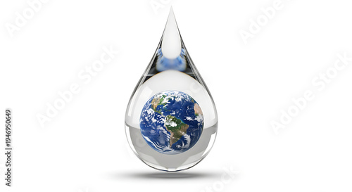 Earth globe inside a water drop, eco concept